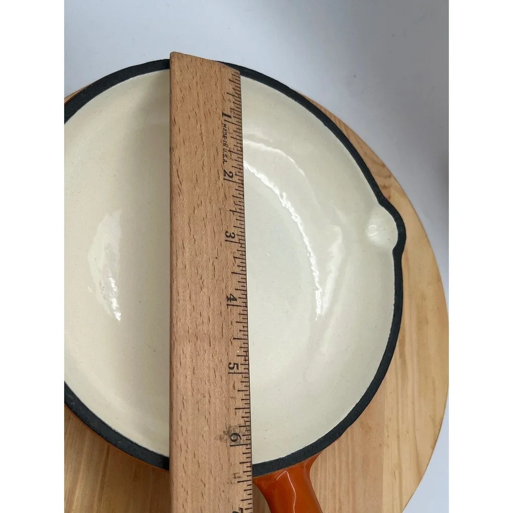 VTG MCM Dansk Mario Batali Persimmon Cast Iron Enamel Skillet Frying Pan 7